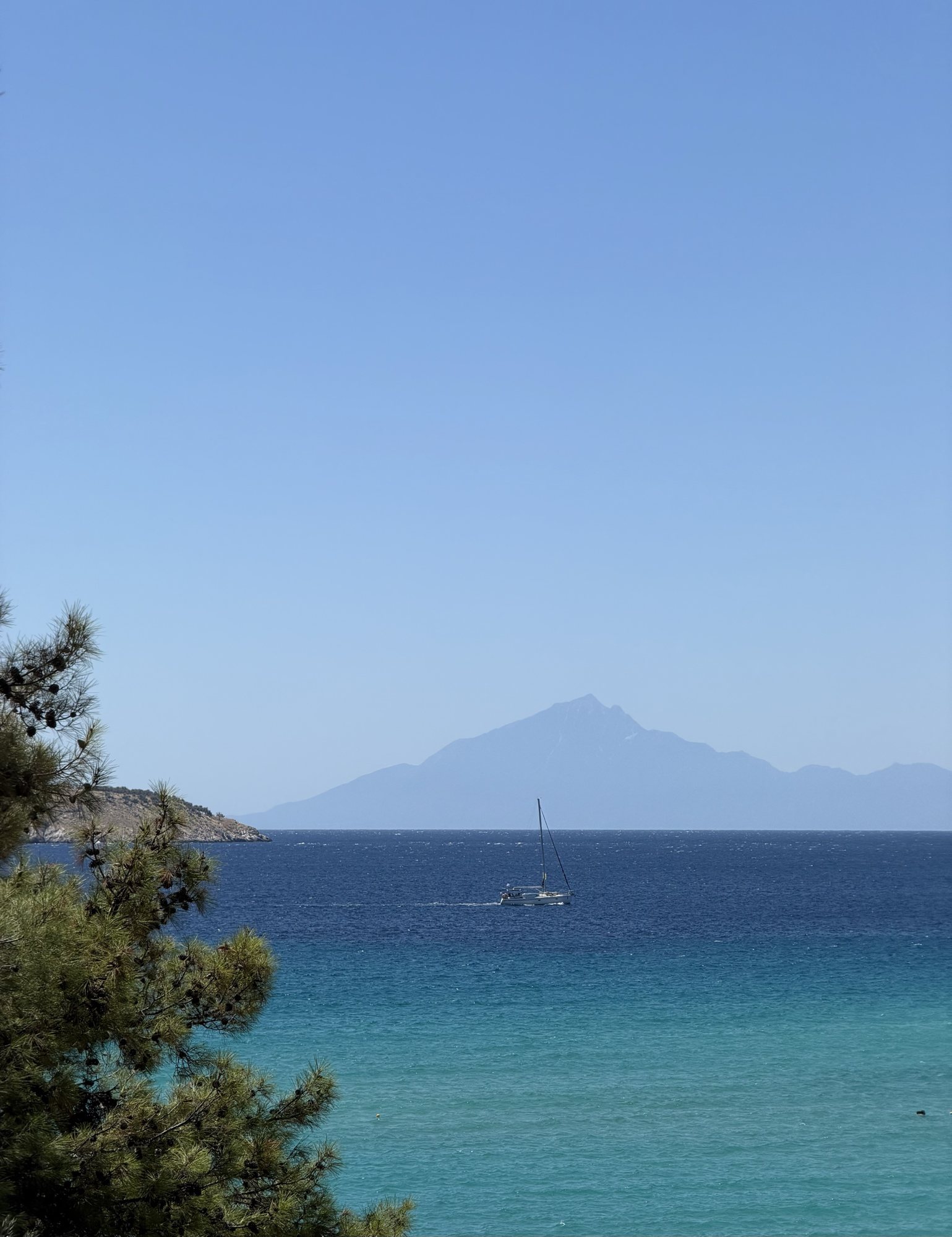 Mount Athos seen from the coast of Thassos